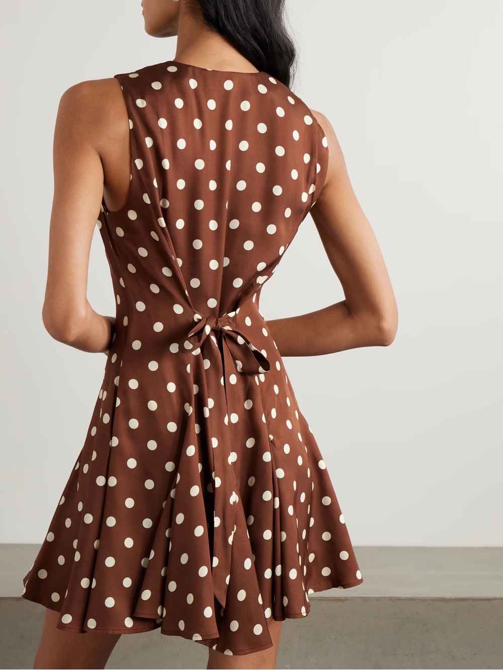DOEN Women's Brown Aubrey Pleated Polka-Dot Silk-Blend Twill Mini Dress - Picture 5 of 5